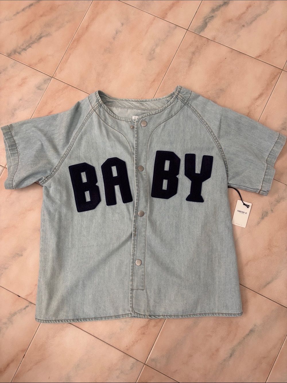 Light Blue Denim Button-Front